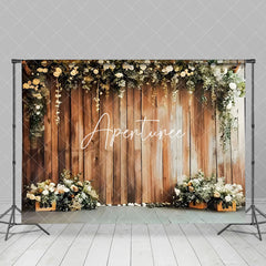 Aperturee - Aperturee Naturalistic Wooden Wall With Floral Serene Backdrop