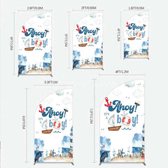 Aperturee - Aperturee Nautical Ahoy It is a Boy Half Moon Arch Backdrop Whale Lighthouse and Anchor Baby Shower Decoration