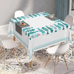 Aperturee - Aperturee Nautical Colorful Fish Border Rectangle Tablecloth Coastal Summer Dining Table Cover for Beach Party