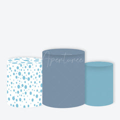 Aperturee - Aperturee Nautical Teddy Bear Round Backdrop Kit Sailor Themed with Anchor and Chevron for Boy Baby Shower or Birthday