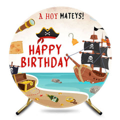 Aperturee - Aperturee Navigation Pirate A Hoy Mateys Round Birthday Backdrop