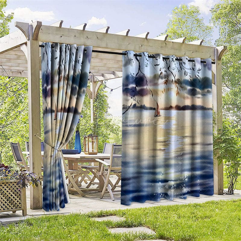 Aperturee - Aperturee Navigation View Waterproof Printed Outdoor Curtains