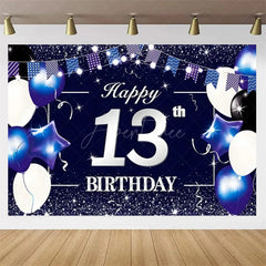 Aperturee Aperturee Navy Blue 13th Birthday Balloons Backdrop Party Decor Background Elegant for Kids Party