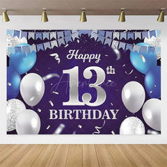 Aperturee Aperturee Navy Blue 13th Birthday Balloons Backdrop Party Decor Background Elegant for Kids Party