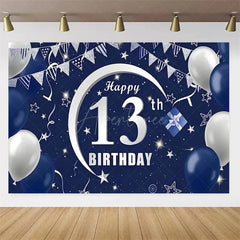 Aperturee Aperturee Navy Blue 13th Birthday Balloons Backdrop Party Decor Background Elegant for Kids Party