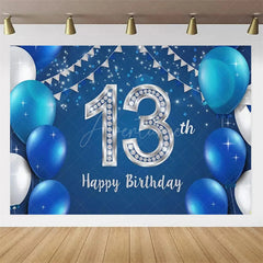 Aperturee Aperturee Navy Blue 13th Birthday Balloons Backdrop Party Decor Background Elegant for Kids Party