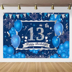 Aperturee Aperturee Navy Blue 13th Birthday Balloons Backdrop Party Decor Background Elegant for Kids Party