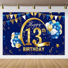 Aperturee Aperturee Navy Blue 13th Birthday Balloons Backdrop Party Decor Background Elegant for Kids Party
