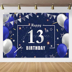 Aperturee Aperturee Navy Blue 13th Birthday Balloons Backdrop Party Decor Background Elegant for Kids Party