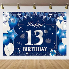 Aperturee Aperturee Navy Blue 13th Birthday Balloons Backdrop Party Decor Background Elegant for Kids Party