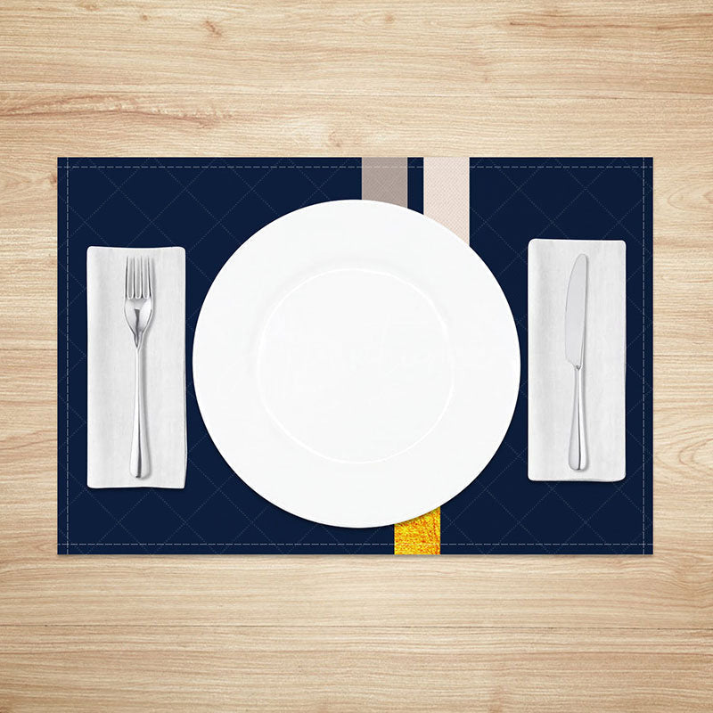 Aperturee - Aperturee Navy Blue and Gold Glitter Placemats Set of 4 Elegant Sparkle Design for Wedding and Holiday Dinners