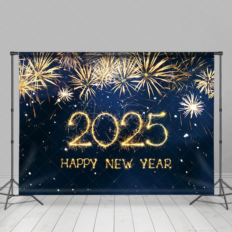 Aperturee - Aperturee Navy Blue Dazzling Happy New Year Party Backdrop