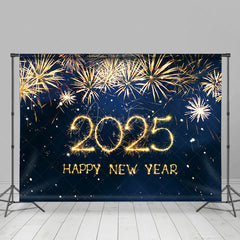 Aperturee - Aperturee Navy Blue Dazzling Happy New Year Party Backdrop