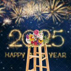 Aperturee - Aperturee Navy Blue Dazzling Happy New Year Party Backdrop