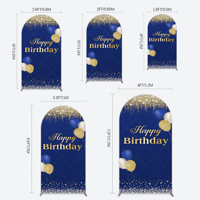 Aperturee - Aperturee Navy Blue Glitter Balloon Birthday Arch Backdrop