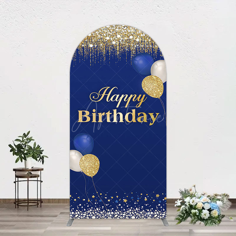 Aperturee - Aperturee Navy Blue Glitter Balloon Birthday Arch Backdrop