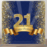 Aperturee - Aperturee Navy Blue Glitter Fabric Backdrop Cover for Birthday