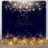 Aperturee - Aperturee Navy Blue Gold Bokeh Party Square Tension Backdrop
