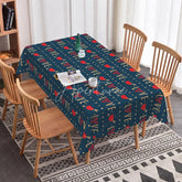 Aperturee - Aperturee Navy Blue Love Text Rectangle Tablecloth Gold Arrow and Red Heart Pattern Romantic Valentine Dinner Decor