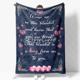 Aperturee - Aperturee Navy Blue Pink Hearts Romantic Custom Text Blanket