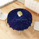 Aperturee - Aperturee Navy Blue Starry Sky Round Tablecloth Deep Space Universe Galaxy Theme for Dinner Party Decoration