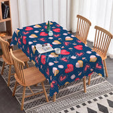 Aperturee - Aperturee Navy Blue Sweet Heart Cake Rectangle Tablecloth Whimsical Dessert Diamond Pattern Valentine Dining Room Decor