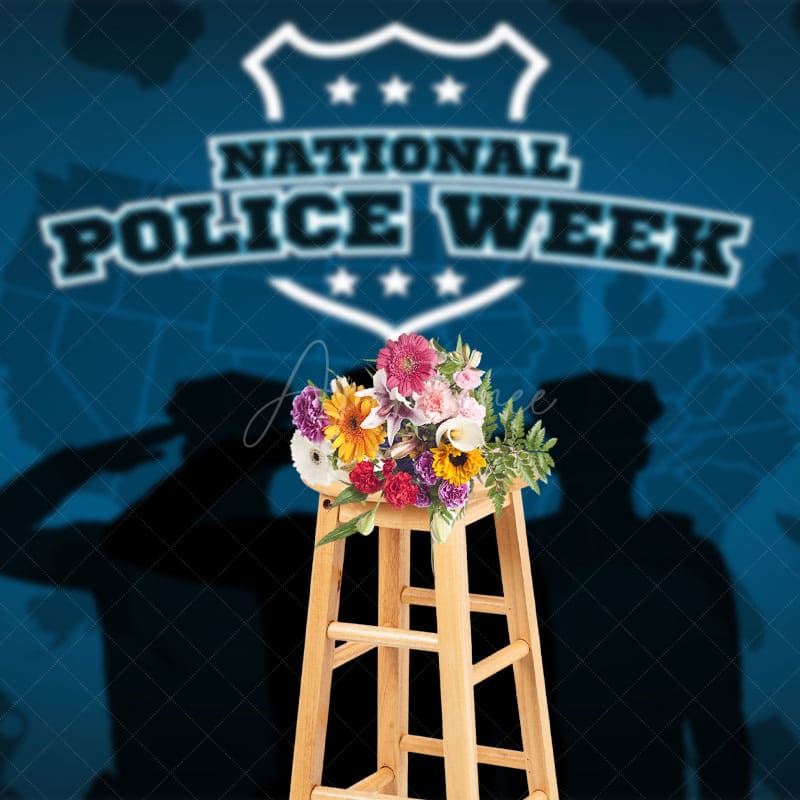 Aperturee - Aperturee Navy Blue Usa Flag National Police Week Backdrop