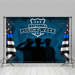 Aperturee - Aperturee Navy Blue Usa Flag National Police Week Backdrop