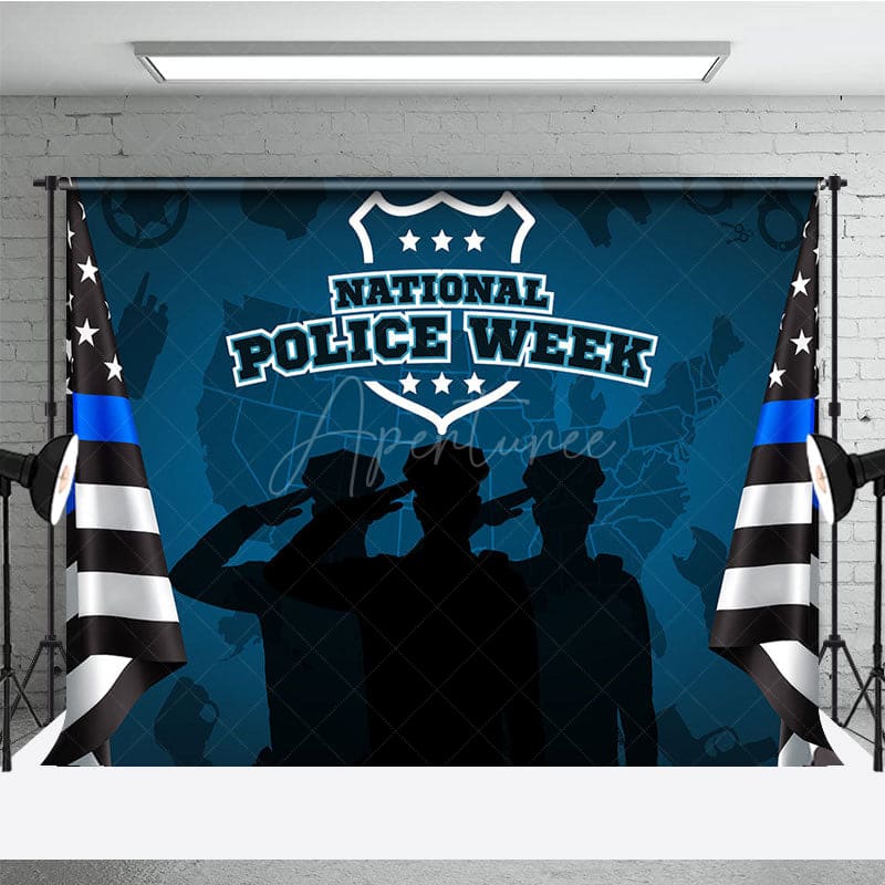 Aperturee - Aperturee Navy Blue Usa Flag National Police Week Backdrop