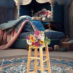 Aperturee - Aperturee Navy Royal Retro Princess Bedroom Photo Backdrop