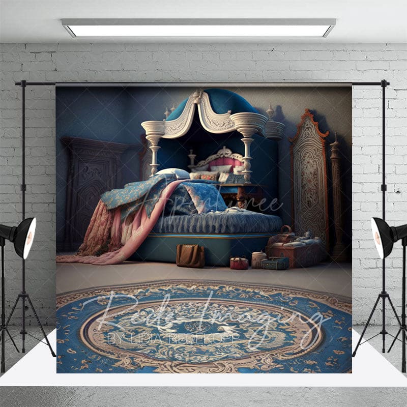 Aperturee - Aperturee Navy Royal Retro Princess Bedroom Photo Backdrop