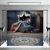 Aperturee - Aperturee Navy Royal Retro Princess Bedroom Photo Backdrop