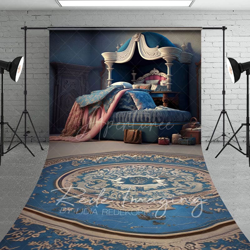 Aperturee - Aperturee Navy Royal Retro Princess Bedroom Sweep Backdrop