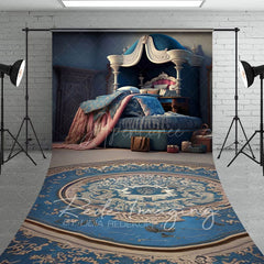 Aperturee - Aperturee Navy Royal Retro Princess Bedroom Sweep Backdrop