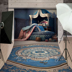 Aperturee - Aperturee Navy Royal Retro Princess Bedroom Sweep Backdrop