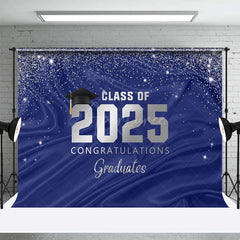 Aperturee - Aperturee Navy Silver Gold Glitter Congratulations Grad Backdrop