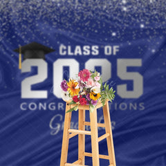 Aperturee - Aperturee Navy Silver Gold Glitter Congratulations Grad Backdrop
