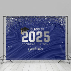 Aperturee - Aperturee Navy Silver Gold Glitter Congratulations Grad Backdrop