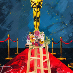 Aperturee - Aperturee Navy Wall Oscar Award Red Stage Photography Backdrop