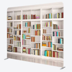 Aperturee - Aperturee Neat White Bookshelf Photo Square Tension Backdrop