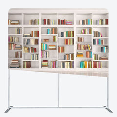 Aperturee - Aperturee Neat White Bookshelf Photo Square Tension Backdrop
