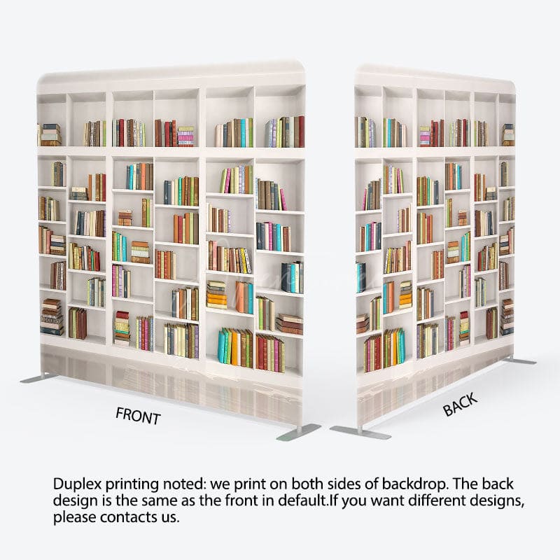 Aperturee - Aperturee Neat White Bookshelf Photo Square Tension Backdrop