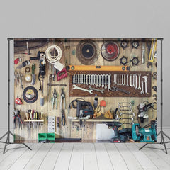 Aperturee - Aperturee Neatly Arranged Tool Wood Wall Photography Backdrop