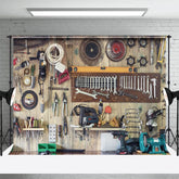 Aperturee - Aperturee Neatly Arranged Tool Wood Wall Photography Backdrop