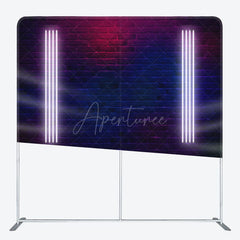 Aperturee - Aperturee Neon Glow Photo Brick Wall Square Tension Backdrop