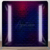 Aperturee - Aperturee Neon Glow Photo Brick Wall Square Tension Backdrop
