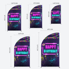 Aperturee - Aperturee Neon Graffiti Bricks Happy Birthday Half Moon Arch Backdrop