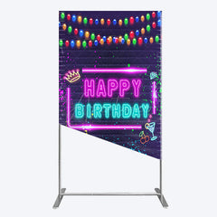 Aperturee - Aperturee Neon Graffiti Bricks Happy Birthday Rectangle Backdrop
