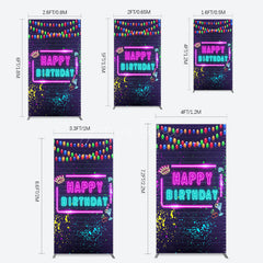 Aperturee - Aperturee Neon Graffiti Bricks Happy Birthday Rectangle Backdrop