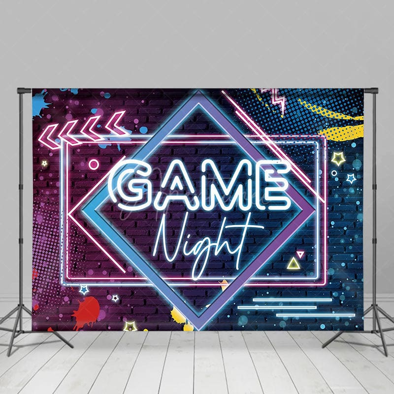 Aperturee - Aperturee Neon Graffiti Wall Game Night Dance Photo Backdrop
